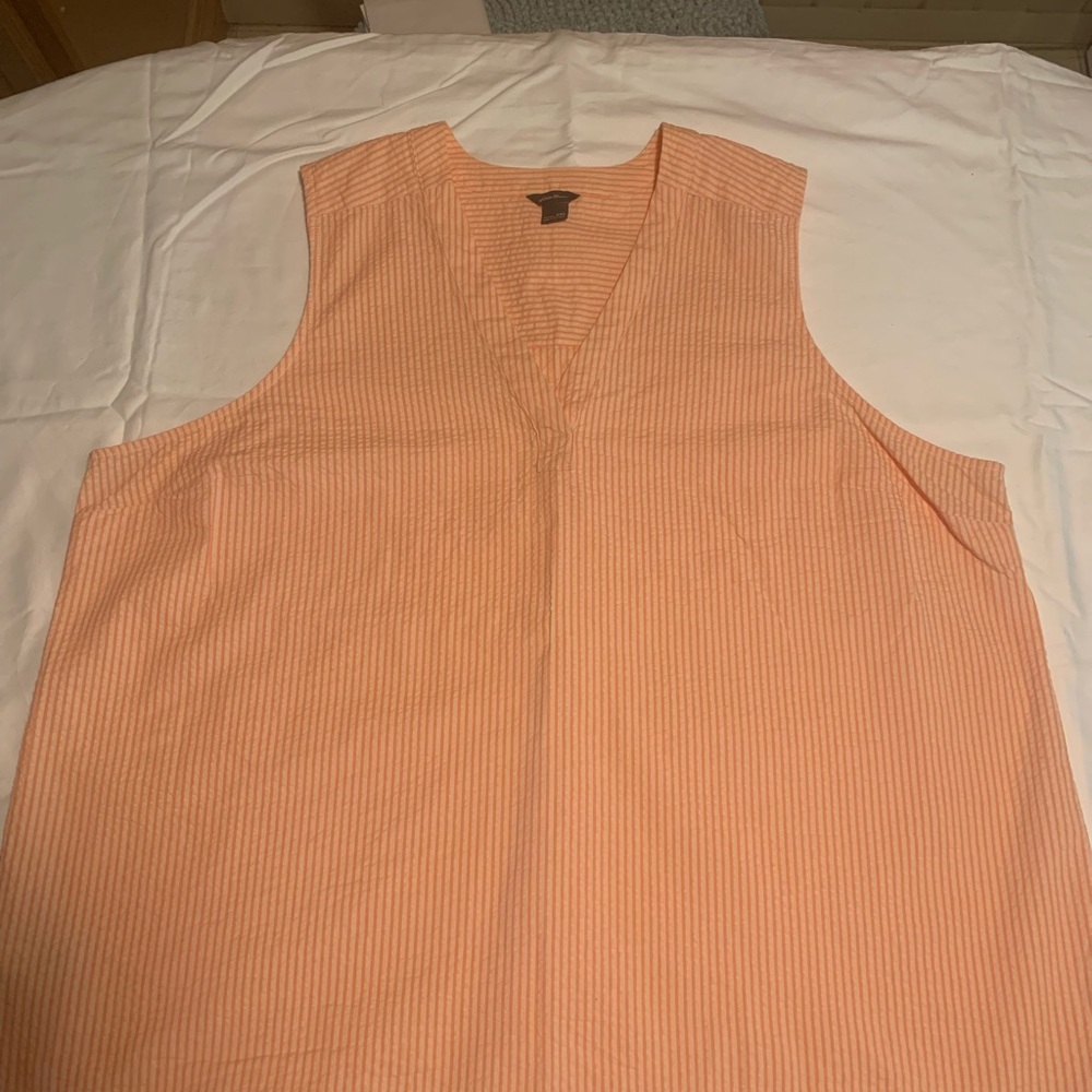 Eddie Bauer Peach and Cream Striped Sleeveless Top size 2X
